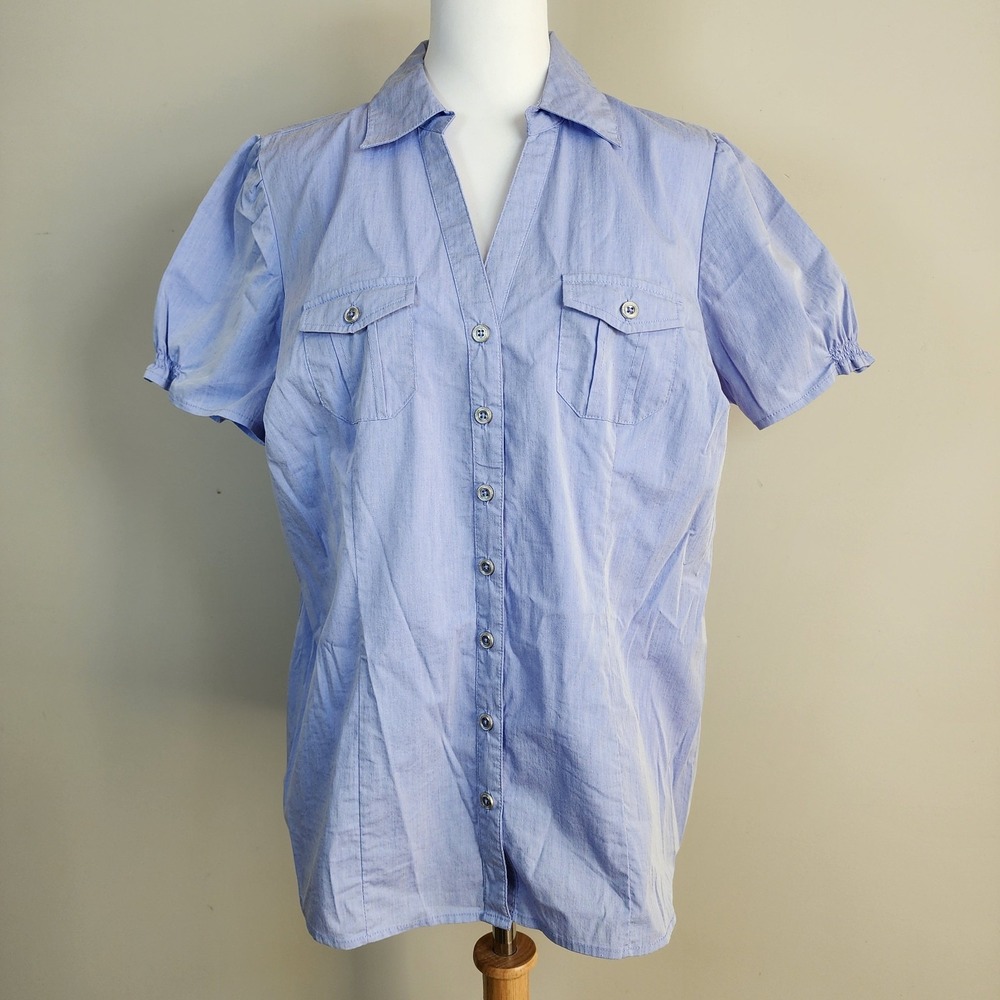 Reitmans Plus Lilac Blouse‎ Womens 14 Professional Button Up Shirt Smocked Top